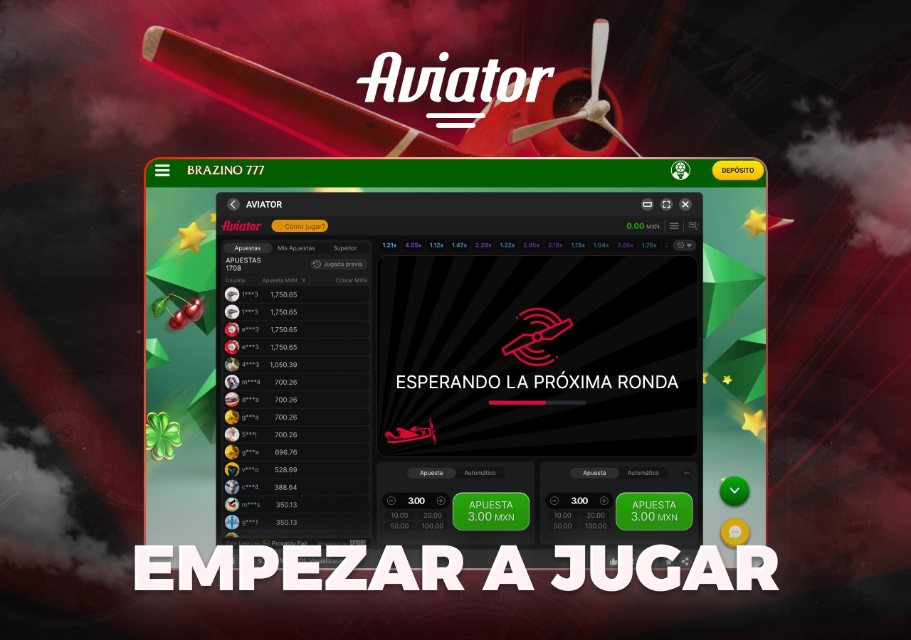 Juego de Aviator en una plataforma de apuestas en México