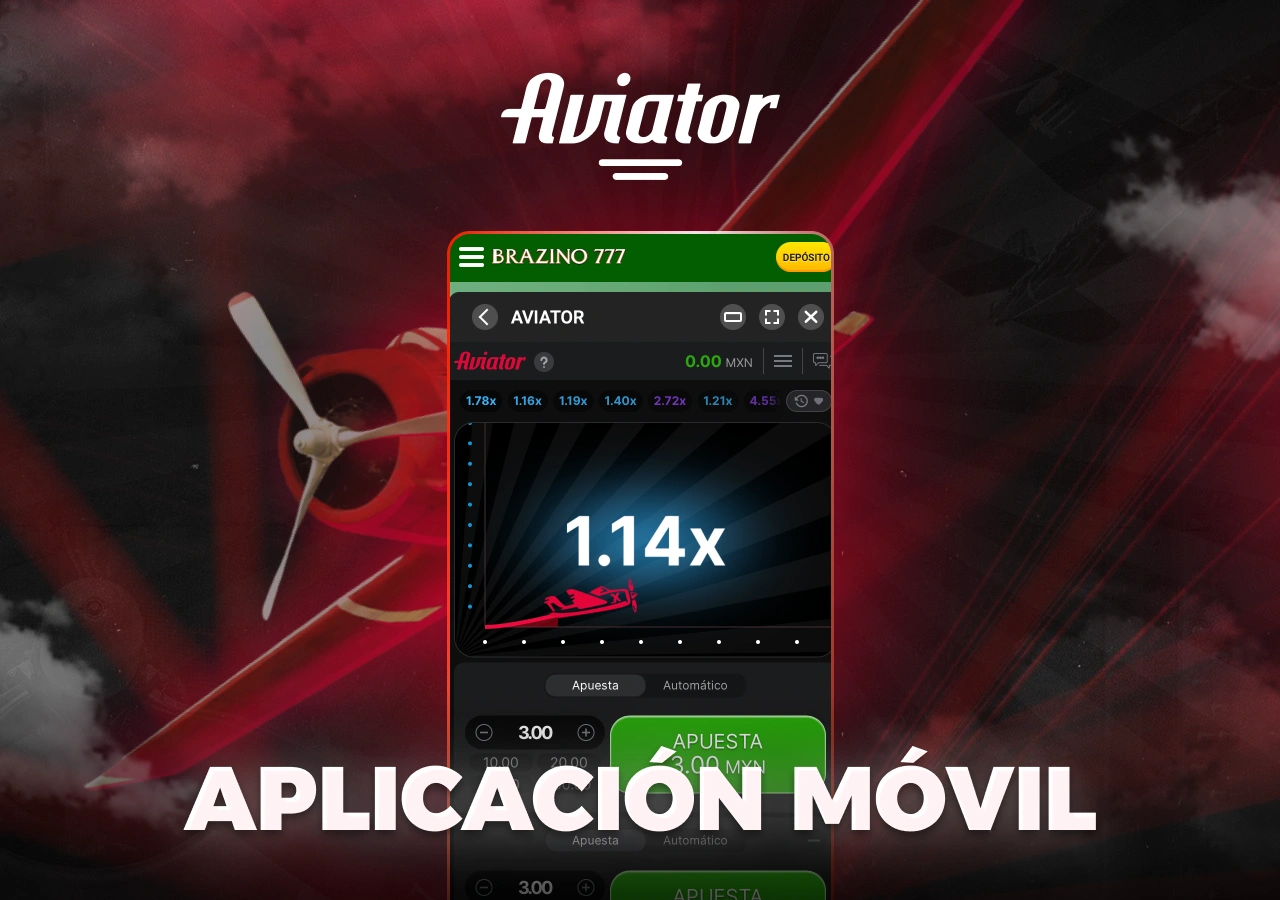 Aviador en la aplicación móvil de la casa de apuestas Brazino
